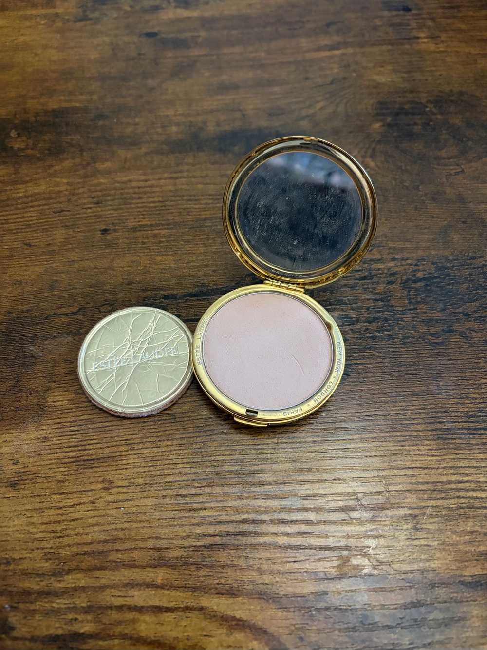Vintage Estee Lauder Solid Perfume Powder Compact "Golden Weave"